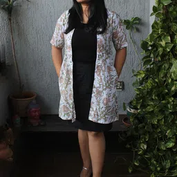 PRETANSHAH Floral Printed V-Neck Cotton Open Front Shrug-55