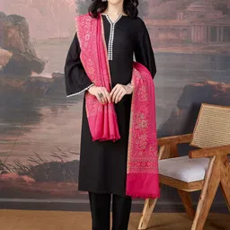 House of Pataudi Women Floral Woven Design Shawl-picture-10