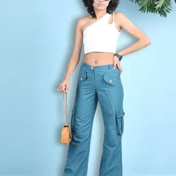 Cutiekins Girls One Shoulder Crop Top With Cargo Trousers-picture-15