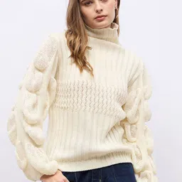 Styli Women High Neck Regular Fit Sleeve Detail Sweater-image-87