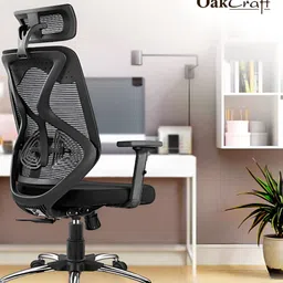 Oakcraft Black Sturdy & Durable Adjustable Seat Height Study Chair-28