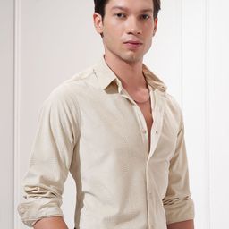 HIGHLANDER Men Comfort Fit Textured Spread Collar Casual Shirt-image-32