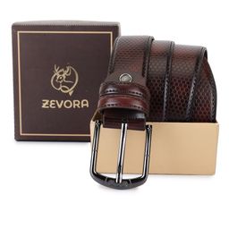 ZEVORA Men Textured Leather Belt-image-94