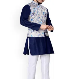 PulseIQ Men Regular FloralKurta with Pyjamas and Jacket image 5