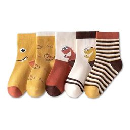 SYGA Kids Pack Of 5 Dinosaur Design Patterned Cotton Above Ankle Length Socks-11