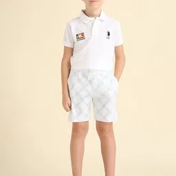 U.S. Polo Assn. Kids Boys Checked Regular Fit Mid-Rise Technology Shorts-21