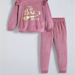 Hopscotch Girls Pink 2 Piece Ruffle Embellished Sweatshirt & Joggers-picture-10