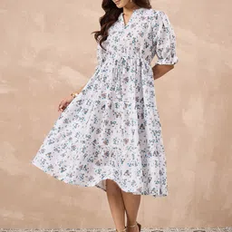 all about you Floral Printed Satin Fit and Flare Midi Dress-image-70