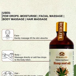 Puroelite Set Of 2 Cold Pressed Hemp Seed Oil With Dropper For Face & Hair - 100 ml Each image 3
