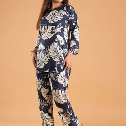baesd Based Leaf Printed Pure Cotton Tunic With Trouser Co-Ords image 3