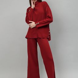 Fashion Gaiia High Neck Top With Trousers Co-Ords-image-32