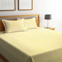 Myntra Elegant Homes Yellow & White Woven Design Cotton Double King Bed Cover-image-20