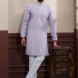 PulseIQ Men Multi Cotton Blend Kurta Sets-picture-23