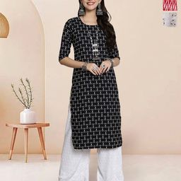 7Threads Women Pack of 3 Ethnic Motifs Printed Thread Work Crepe Kurta-image-4