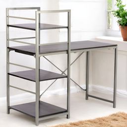 Ikiriya Black & Grey Dark Mahagony Finish Square Shaped Study Table With Metal Frame-19