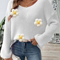 DressBerry Women Floral Ribbed Longline Pullover-image-63