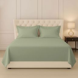PIZUNA LINENS Green 400 TC King Cotton Bedsheet With 2 Pillow Covers-picture-22