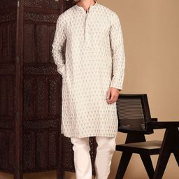House of Pataudi Chic Abstract Chikankari Kurta With Sequin-picture-20