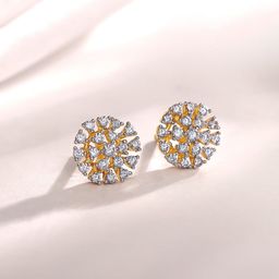 GIVA 18 Kt Gold Floral Flicker Diamond Earrings-image-10