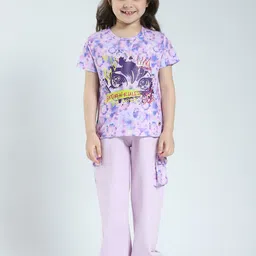 Monte Carlo Girls Printed Round Neck T-shirt With Jogger-image-19