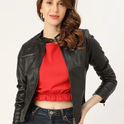 Leather Retail Women Outdoor Biker Jacket-picture-40