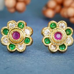 Sangria Floral Studs Earrings-image-68