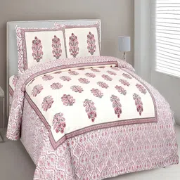 Bombay Spreads Pink & White Floral Cotton 240 TC King Bedsheet Set 2.74 m X 2.25 m-image-90