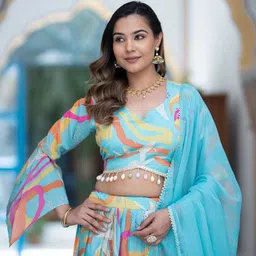 TASRIKA Printed Semi-Stitched Lehenga & Unstitched Blouse With Dupatta image 3