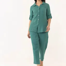 MISRI Pure Cotton Shirt With Trousers Co-Ords-image-48
