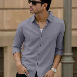 VORTEX Original Slim Fit Textured Long Sleeves Casual Shirt-picture-36