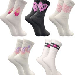 TRAZO Women Pack Of 5 Patterned Printed Calf-Length Socks-image-78