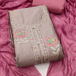 LeeliPeeri Designer Floral Embroidered Beads And Stones Unstitched Dress Material-image-80