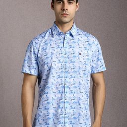 Louis Philippe Sport Printed Spread Collar Slim Fit Cotton Shirt-picture-30