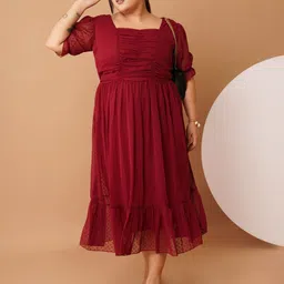 U&F Beyond Women Plus Size Square Neck Fit & Flare Maxi Dress-picture-1