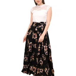 BAESD Women Floral Print Crepe Mock Neck Maxi Dress-image-29