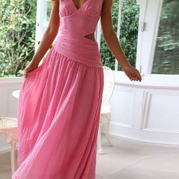 LULU & SKY Women Shoulder Straps Cut Out Waist Fit and Flare Maxi Dress-image-67