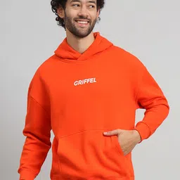 GRIFFEL Men Typography Printed Hood Fleece Pullover Sweatshirt-picture-10