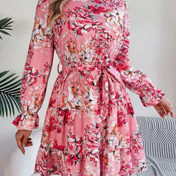 StyleCast x Revolte Floral Print Puff Sleeve Georgette Fit & Flare Dress-image-52