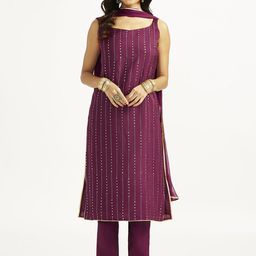 VASTRAMAY Women Printed Regular Kurta with Pyjamas & With Dupatta-image-33
