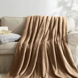 BREVARD Camel Brown 300 GSM AC Room Double Bed Blanket-image-102