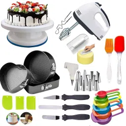 Beater for Cake Baking Hand Mixer, 3 in 1 Multiple Cake Mould Kitchen Tool Set-image-57