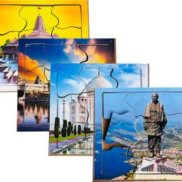 Set of 4 Wooden Wonders of India Jigsaw Puzzle Set Golden Temple Paperless Toy-image-90