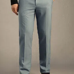 Louis Philippe Men Textured Slim Fit Mid-Rise Formal Trousers-picture-17