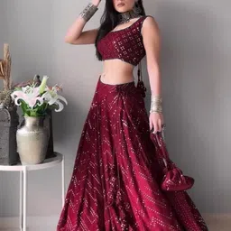 ZAALIMA FASHION Embroidered Sequinned Semi-Stitched Lehenga & Unstitched Blouse With Dupatta-picture-18