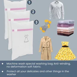 Kuber Industries White 15 Pieces Reusable Rectangular Durable Laundry Bags With Zipper image 3