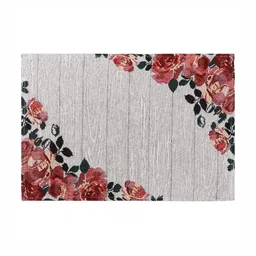 PRAKARTIK Grey & Red 7 Pieces Cotton Table Placemats with Runner image 5