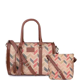 THE CLOWNFISH Printed Oversized Structured Shoulder Bag with Tasselled-2
