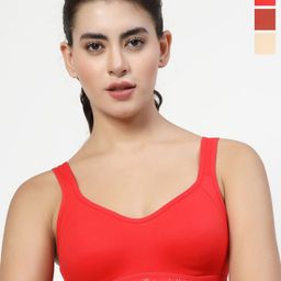 LILY Strops555 Pack of 3 Full Coverage Seamless Non Padded Sports Bra-46
