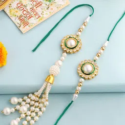 Anouk Bhaiya Bhabhi Artificial Stones Thread Rakhi With Roli Chawal Chandan & Mishri-62