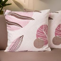 Aura Pink & Brown 2 Pieces Floral Printed Square Cushion Covers-13